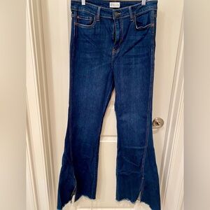 Cello Bell Bottom Jeans with raw edge hem and slit, Size 13 Junior-Size 10-12
